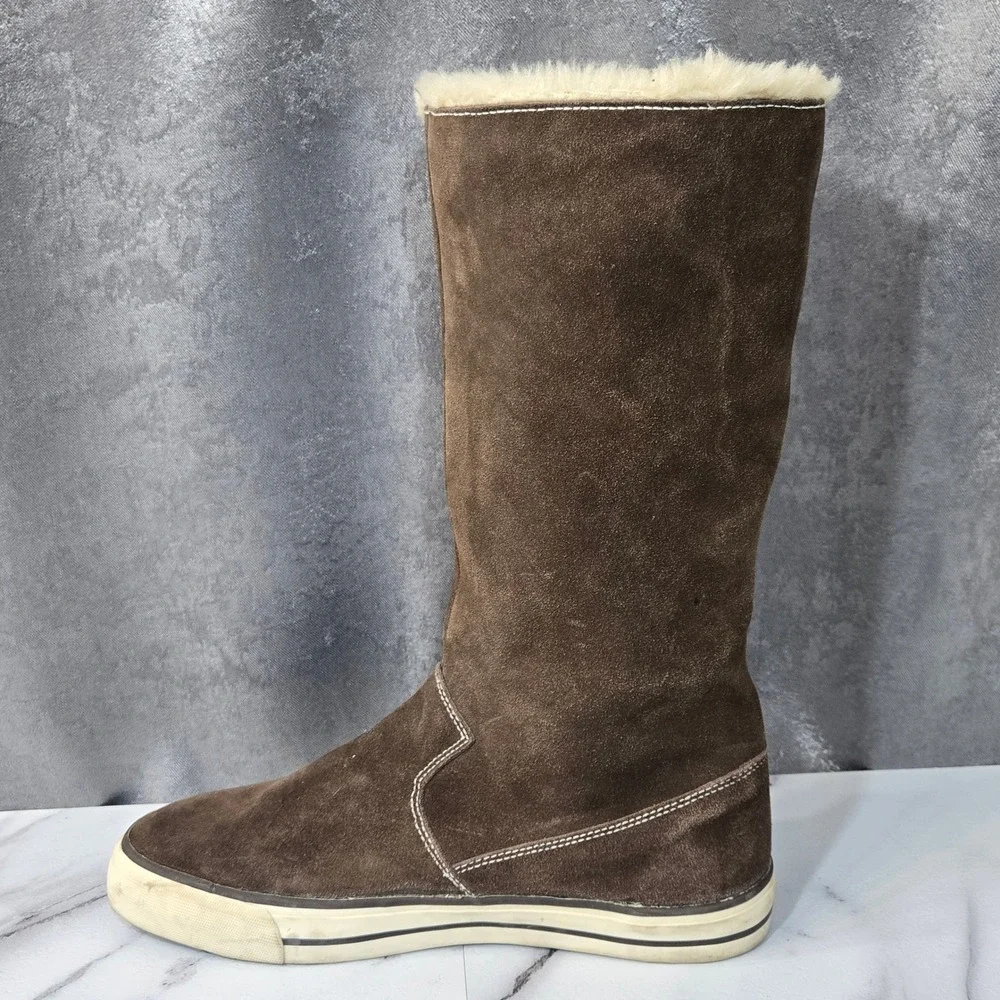 Gola Sidewalk Boots Women 10 Brown Suede Faux Fur Lined Toggle Mid Calf Y2K Snow